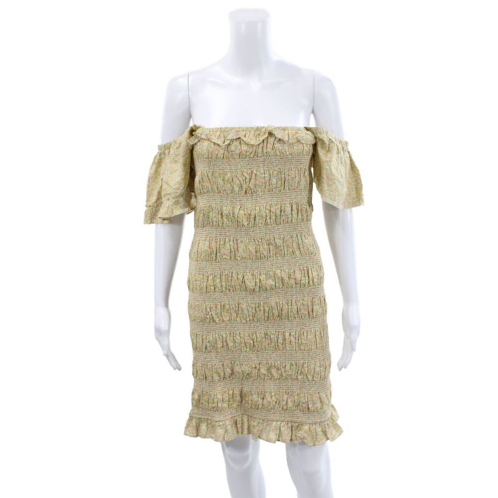 Storia Womens Mini Floral Off Shoulder Cotton Short Sleeve Dress Size L